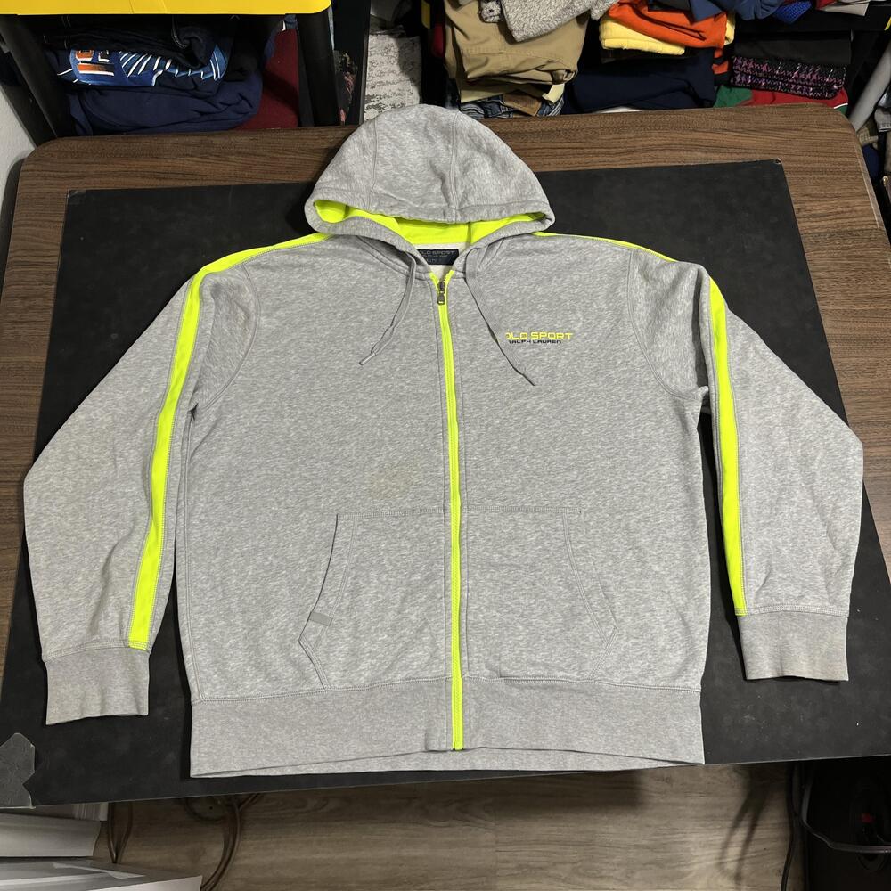 Polo Sport Ralph Lauren Hoodie Mens XL RLX Full Zip Jersey Sweatshirt Vintage